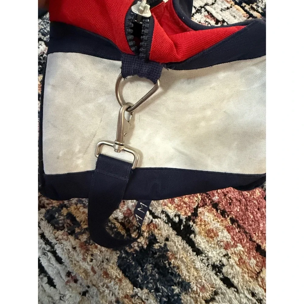 Vintage Tommy Hilfiger Duffel Bag Red White Blue Canvas Travel Gym Bag